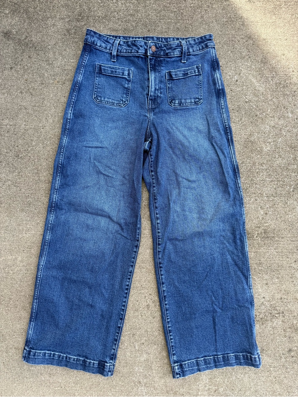Old Navy Wide Leg Patch Pocket Jeans Womens Size 10